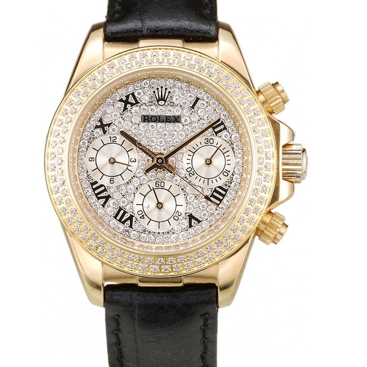 MiroTime 0726 Rolex Daytona Lady Gold Case Crystal Studded Bezel Crystal Studded Dial 98238